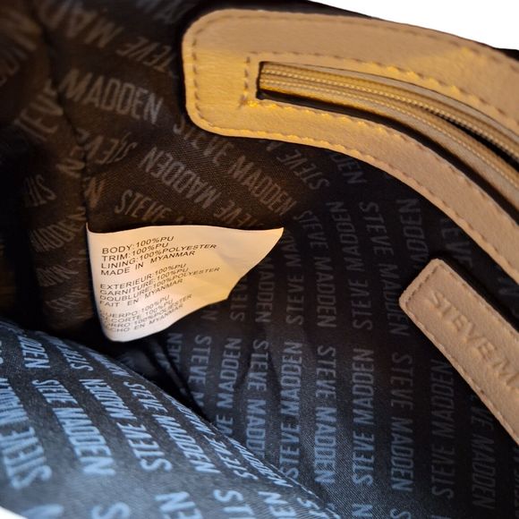 Steve Madden Brown & Taupe Fold Over Flap Shoulder Bag, Gold Chain Accents - Picture 8 of 8